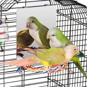 7인치 컬러데이 버드 미러 로프 퍼치 스윙 앵무새 케이지 을 위한 잉꼬 그레이 코누어 코카티엘 러브버드 핀치 카나리에 미디엄