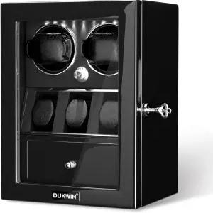 4/6/8 자동 시계용 DUKWIN 시계 와인더 홀더 및 보석 보관함이 있는 잠금식 고광택 마감의 초조용한 모터