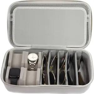 준탄 나일론 여행용 시계 주얼리 케이스 4슬롯 및 5슬롯 선글라스 보관 남성용 화이트 블랙