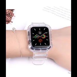 호환  케이스  스트랩 Watch 밴드 44mm 40mm 소프트 실리콘 투명 팔찌 밴드 iWatch 시리즈 5 4 3 6 Se 42mm