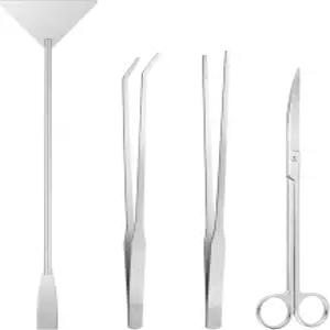오톰버 아쿠아스케이프 도구 수족관 키트 - 4PCS 테라리움 용품에는 테라리움용 긴 핀셋 먹이통 가위 어항