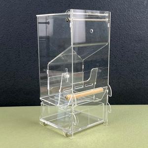 투명 앵무새 모이통 미디어 물통 벽걸이 메추리집 삼각형 용품 렉산 앵무새용