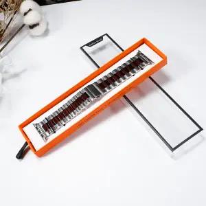 호환   워치 밴드용 오렌지 심플 스타일 포장 상자 밀라노 가죽 실리콘 나일론 보관 스트랩 상자 38mm 40mm