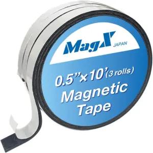 MagX 마그네틱 테이프 0.5인치 x 10피트 롤 3개 초두꺼운 60밀리미터 헤비 듀티 DIY 및 공예용 접착 백이