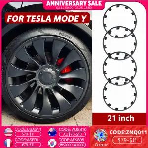 호환  테슬라 모델 Y 21인치 퍼포먼스 교체용 풀 림 휠 가드 커버 4개 휠 허브 보호 링 2018-2023