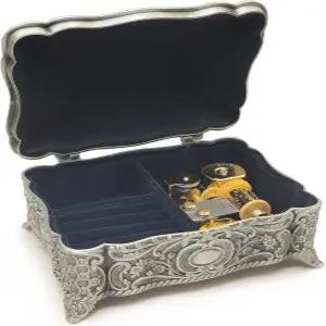 크리스마스/생일/발렌타인데이/어머니날을 위한 팔라도 앤티크 엠보석 합금 메탈 주얼리 뮤직박스 와인드