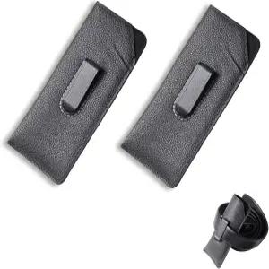 안경용 클립 소프트 블랙 가죽 안경 파우치와 플라스틱 플렉스 슬라이드 인 포켓 벨트 홀더가 포함된