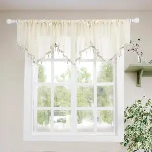 몰락스홈 레이스 밸런스 스웨그 커튼 51인치 스캘럽 시어 패널 크리스탈 비즈 - 주방 침실용 막대 포켓