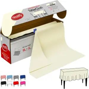 깔끔한 일회용 플라스틱 식탁보 롤 54인치 x 108피트 방수 직사각형 정사각형 원형 타원형 테이블용 테이블