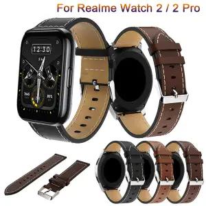 호환  Realme Watch 2 2 Pro용 가죽 손목 스트랩 스마트 워치 밴드 Realme Watch S Pro 팔찌 시계 밴드 교