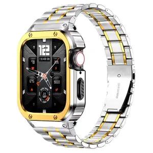 호환  고급 메탈 러기드 케이스 범퍼 스테인리스 스틸 iWatch 스트랩 포함 워치 밴드 케이스 45mm 44mm용