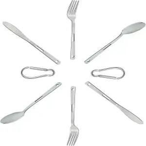 아웃도어저커 2세트 캠핑용품 및 실버웨어 초경량 4인 2인용 스푼 포크 나이프 콤보 세트 야외 요리 식사로