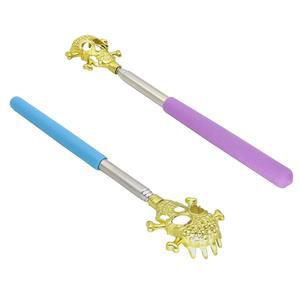 zdyCGTime 메탈 휴대용 신축성 텔레스코픽 스컬 클로 백 스크래처/핸드 마사지기/고무 손잡이가 있는 백슬랩 2팩 DS-IB