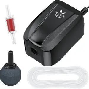 유니라이프 아쿠아리움 에어 펌프 듀얼 콘센트 어항 에어레이터 5-200갤런 탱크용 액세서리 포함