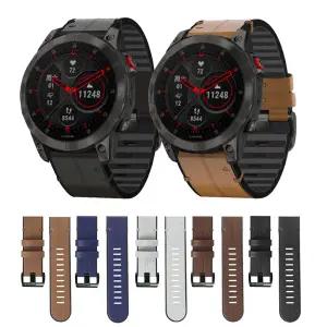 호환  Garmin EPIX Fenix 6 7 5 INSTINCT 2 Descent G1 MARQ S62 SmartWatch 밴드 용 22mm 실리콘 가죽 퀵