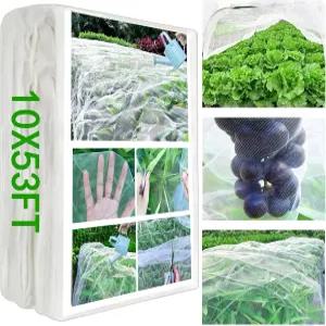 정원 그물망 메쉬 - 10x53피트 식물은 식물을 위한 보호 초미세 그물망을 덮습니다. 해충 차단 벌레를