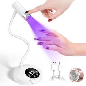 AOR UV LED 네일 램프 젤 네일용 충전식 넥 12W 퀵 드라이 라이트 부아티 드라이어 4 타이머 및 자동 센서 홈 DIY 화이트용 플래시