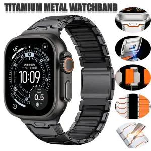 호환  워치 울트라 49mm용 티타늄 메탈 밴드 아이워치 10 11 9 8 7 46mm 44mm 45mm용 실리콘 스트랩 손목밴