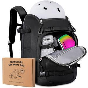 하이켄츄어 스키 부츠 백팩, 50L 패딩 가방 및 배수구가 있는 스노보드 부츠용 대용량 방수 여행 가방, 헬멧, 고글, 옷, 장갑, 장비