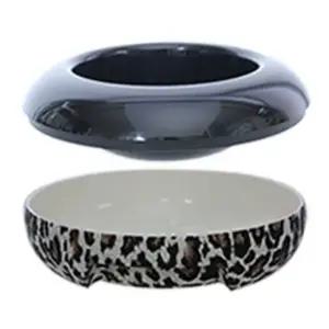 강아지 밥그릇 고양이 식기 애견 물그릇 레오파드 M