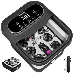 란조바 접이식 풋 스파 전기 로터리 마사지 열 거품 온도 조절 기능이 있는 족욕기 24개의 전동 시아츠 볼