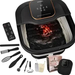 열 및 마사지 롤러 버블 온도 조절 리모컨 발 페디큐어 키트 스파가 포함된 접이식 스파 욕조