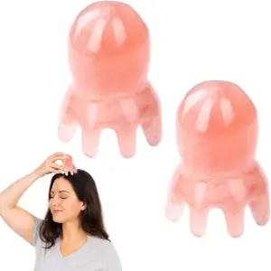 문어 머리 마사지 빗 2개 휴대용 두피 도구 수동 마사지기 두통 포인트 지압 깊은 이완