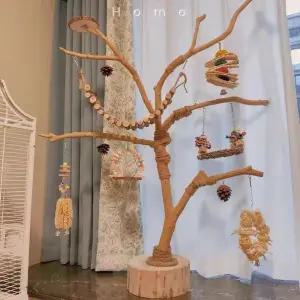 앵무새 놀이터 용품 횟대 집 새 장난감 횃대 나무 그네 원목 새장