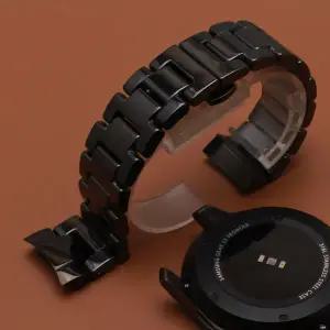 호환  22mm 시계 밴드 세라믹 핏 프론티어 스마트 시계 스트랩 팔찌 폴란드어 밴드 곡선 엔드 솔리드