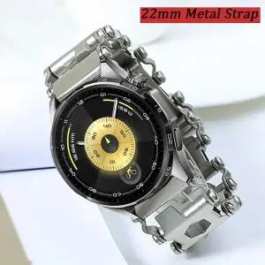 호환  화웨이 워치 5 4 GT6-5-4 프로 46mm용 22mm 메탈 스트랩 다기능 아웃도어 팔찌 손목밴드 레드미 워치