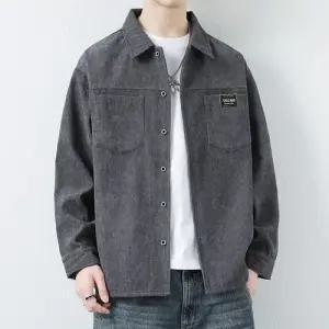 슬램덩크 남자 춘추 캐주얼 셔츠 솔리드 긴팔 칼라 재킷 코듀로이 HO3