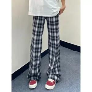 EAMT 팬츠 검정 남성용 가을 스트레이트 체크 와이드 YJ3