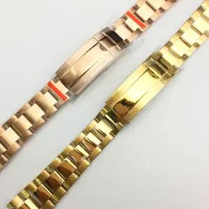 호환   스테인레스 스틸 로즈 골드 골드 시계 팔찌 데이토나 SUP GMT 40mm 남자 시계 회 전자 당겨 버튼 스