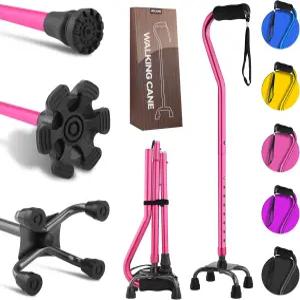 리샹 워킹 다리 부상자를 위한 남성 및 여성용 헤비 듀티 프리스탠딩 지팡이 3피트 길이의 노인용 쿼드