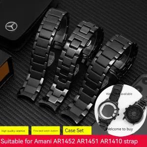 호환  블랙 세라믹 케이스 시계 밴드 슈트 시계 AR1451 AR1452 AR70002 AR1400 AR1410 남성용 스트랩 버터