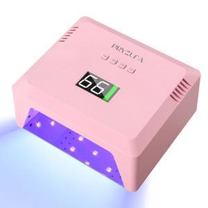 무선 UV LED 네일 램프 금속 베이스가 있는 젤 네일용 라이트 4 타이머 및 자동 센서가 폴리쉬용 72W 고속 경화 가정용 충전식 드라이어 핑크