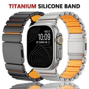 호환   워치 울트라 3 2 49mm 46mm 45mm 44mm용 자석 티타늄실리콘 팔찌 럭셔리 스트랩 시리즈 11 10 9 8 7