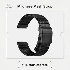 호환  럭셔리 브러시드 PVD 블랙 시계 밴드 316L 스테인레스 스틸 밀라노 메쉬 시계 스트랩 IWC 오메가