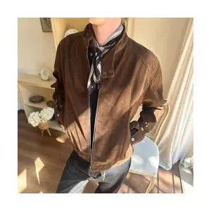 키체샵 남성 바람막이 점퍼 봄 가을 메일라드 빈티지 무스탕 하이넥 남녀 해링턴 코트 HO3