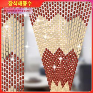 구슬 문발 현관 비즈발 침대 맞춤 벌레방지 베란다 실커튼 색감 나무 27개줄 높이