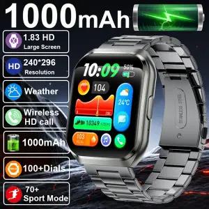 호환  신형 스마트 워치 남성용 1000mAh 장시간 대기 야외용 스마트워치 남성용 IP68 방수 심박수 스포츠 B