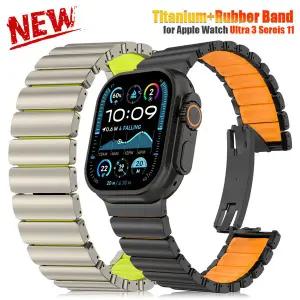 호환   워치 밴드 용 티타늄 스트랩 울트라 3 2 49mm 고무 메탈 브레이슬릿 아이워치 시리즈 11 10 46mm 9