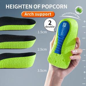 메모리 폼 높이 증가 남성용 안창 여성용 신발 플랫 피트 아치 지원 정형 운동화 발 뒤꿈치 리프트 패드