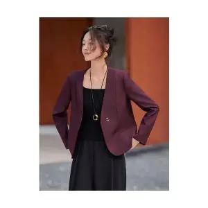 EAMT 여자 정장 자켓 노카라 코트 봄가을 커리어 캐주얼 쇼트 상의 EUNG3