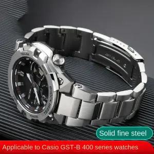 호환  카시오 G-SHOCK GST B400 스테인레스 스틸 시계 스트랩 팔찌 GST B400 금속 스트랩 시계 밴드 남성용