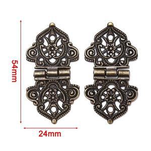 3PCS 빈티지 합금 중공 꽃 경첩 24*54mm 가구 하드웨어 DIY 상자 금속