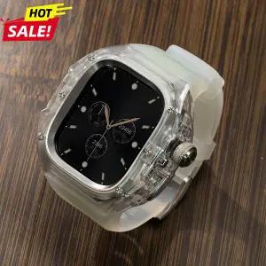 호환  워치 울트라 3 49mm용 고급 투명 케이스 모드 키트 iWatch 울트라울트라2 49MM용 고무 실리콘 밴드