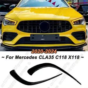 호환  메르세데스 CLA C118 X118 180 200 220 260 CLA35 AMG 2020-2024 2개 자동차 앞 범퍼 립 스포일러 스
