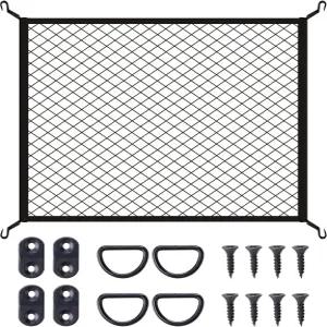 고정 후크 D-링 러기지 커버가 있는 JINGKE 탄성 카고 네트 SUV 리어 트렁크 침대 커버 넷 스트레치블 메시
