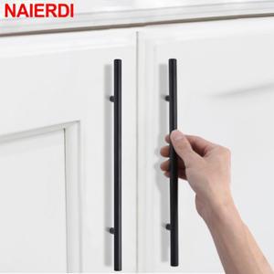NAIERDI 닦았 골드 스트레이트 도어 핸들 캐비닛 스테인레스 스틸 블랙 주방 손잡이 가구 하드웨어